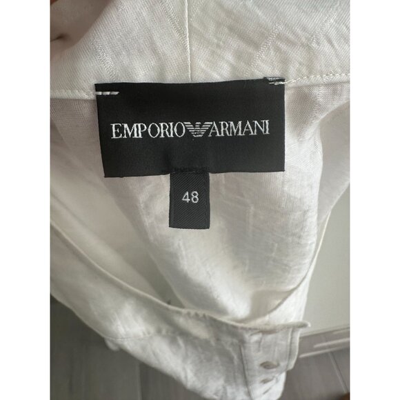 EMPORIO ARMANI White Lightweight Short Sleeve Blouse Size Italian 48 - Picture 2 of 5